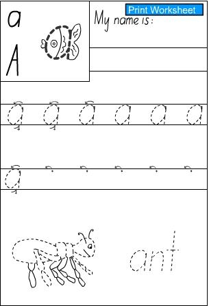 letter a handwriting sheet english skills online