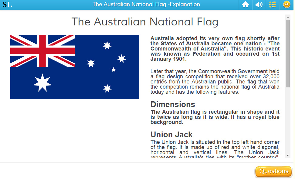 The Australian National Flag Explanation, English skills online