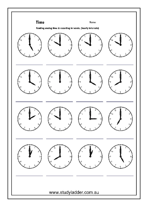 Reading an analog clock o'clock Part 1, Mathematics skills online, interactive activity lessons