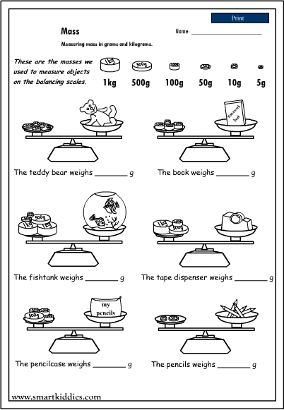 Measuring using grams and kilograms, Mathematics skills online