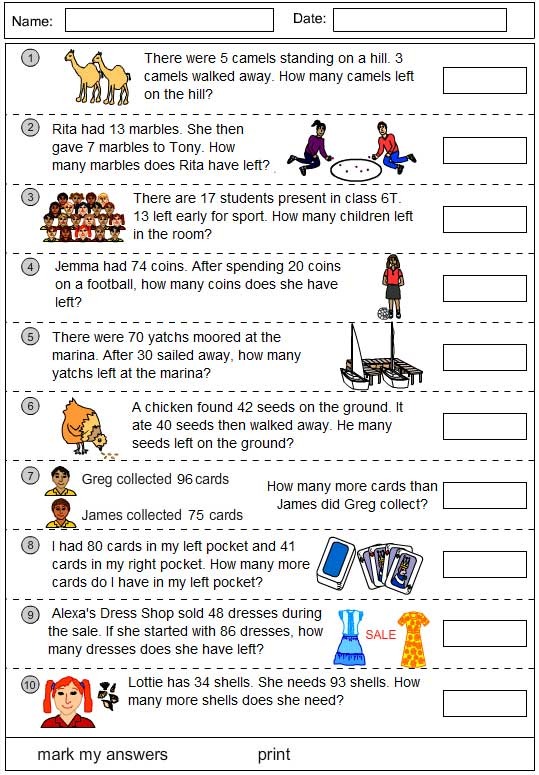 subtraction money problem solving