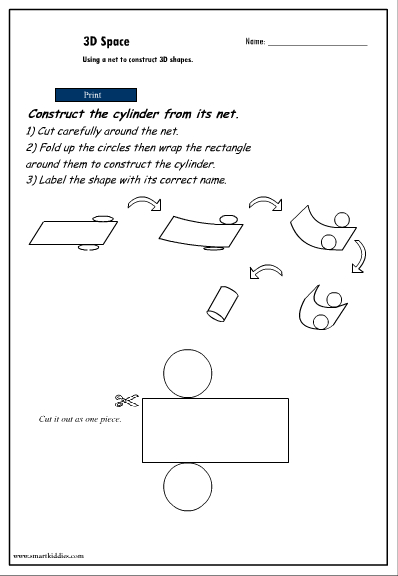 Constructing 3D objects from their nets - cylinder, Mathematics skills ...