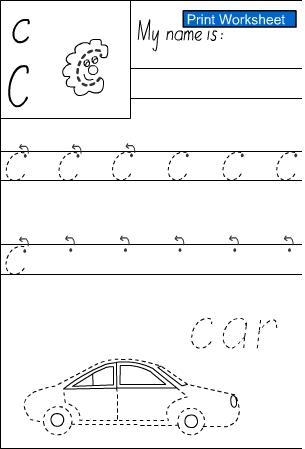 Letter c -Handwriting Sheet, English skills online, interactive