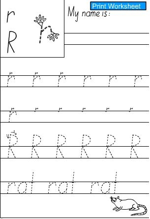 Letter r R -Handwriting Practice Sheet, English skills online