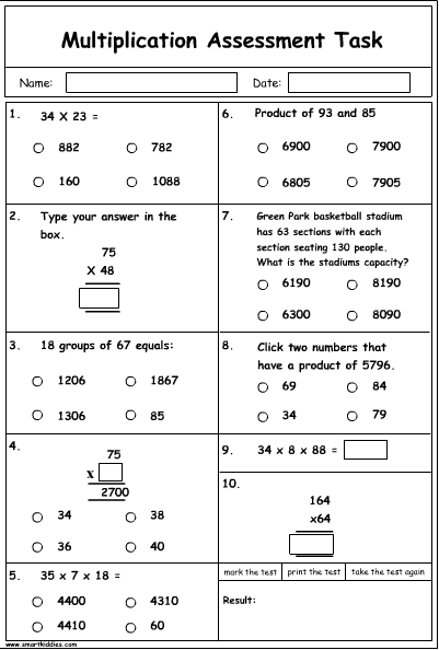 2 Digit Multiplication Problem Solving Worksheets Grade 4